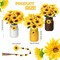 13 Pcs Mason Jar Summer Table Decor, Centerpieces for Tables with Artificial Flowers and Garland, Summer Table Centerpiece for Home Dining Kitchen Decorations Indoor(Bright Sunflower)